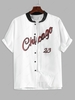 ZAFUL Chemise de Base-ball à Manches Courtes et Lettre Chicago Xxl Blanc