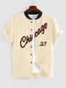 ZAFUL Chemise de Base-ball à Manches Courtes et Lettre Chicago Xxl Café lumière