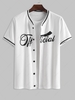 ZAFUL Chemise de Base-ball Lettre Official Brodée en Maille à Manches Courtes Style Blokecore L Blanc