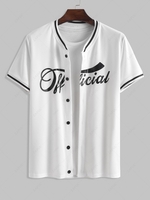 ZAFUL Chemise de Base-ball Lettre Official Brodée en Maille à Manches Courtes Style Blokecore L Blanc