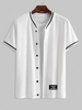 ZAFUL Chemise de Baseball de Sport Motif de Lettre en Maille à Manches Courtes S Blanc