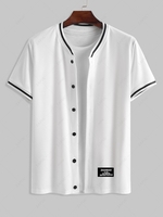 ZAFUL Chemise de Baseball de Sport Motif de Lettre en Maille à Manches Courtes Xl Blanc