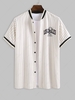 ZAFUL Chemise de Baseball et Vacance à Imprimé Lettre LOS ANGELES Brodée et Arbre Noix de Coco S Café lumière