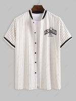 ZAFUL Chemise de Baseball et Vacance à Imprimé Lettre LOS ANGELES Brodée et Arbre Noix de Coco S Café lumière