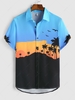 ZAFUL Chemise de Plage Boutonnée à Imprimé Cocotier à Manches Courtes M Bleu