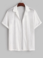 ZAFUL Chemise de Plage Evidée Transparente à Manches Courtes L Blanc