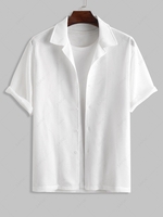 ZAFUL Chemise de Plage Evidée Transparente à Manches Courtes Xl Blanc