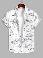 ZAFUL Chemise de Vacances à Imprimé Arbre Noix de Coco S Blanc