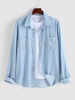 ZAFUL Chemise Double Poches en Avant à Manches Longues Xl Bleu clair