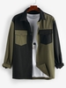 ZAFUL Chemise en Blocs de Couleurs à Manches Longues avec Double Poches M Vert profond