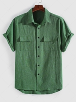 ZAFUL Chemise en Couleur Unie avec Poche à Rabat Design M Vert clair