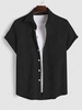 ZAFUL Chemise en Couleur Unie avec Poche en Avant Design à Manches Courtes en Velours Côtelé S Noir