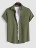 ZAFUL Chemise en Couleur Unie avec Poche en Avant Design à Manches Courtes en Velours Côtelé Xl Vert clair