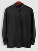 ZAFUL Chemise en Couleur Unie de Style Chinois Manches Longues à Col Mandarin M Noir