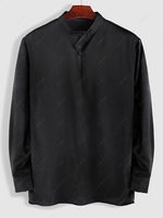 ZAFUL Chemise en Couleur Unie de Style Chinois Manches Longues à Col Mandarin Xl Noir