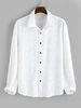 ZAFUL Chemise en Couleur Unie en Jacquard à Manches Longues S Blanc