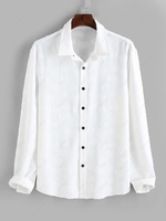 ZAFUL Chemise en Couleur Unie en Jacquard à Manches Longues S Blanc