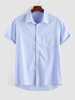 ZAFUL Chemise en Jacquard à Manches Courtes M Bleu clair