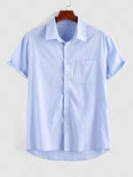 ZAFUL Chemise en Jacquard à Manches Courtes M Bleu clair