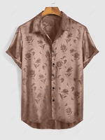 ZAFUL Chemise en Jacquard à Manches Courtes Xl Café