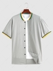 ZAFUL Chemise en Maille à Col Baseball et Motif Rayé L Gris clair