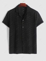 ZAFUL Chemise Evidée Bouton en Avant en Dentelle à Manches Courtes S Noir