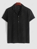 ZAFUL Chemise Evidée Bouton en Avant en Dentelle à Manches Courtes Xl Noir