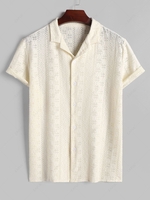 ZAFUL Chemise Evidée Bouton en Avant en Dentelle à Manches Courtes Xxl Blanc