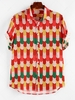 ZAFUL Chemise Géométrique à Rayure Fine Colorée Xl Rouge