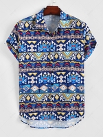 ZAFUL Chemise Géométrique Coloré Imprimée Boutonnée Xxl Multi a