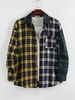 ZAFUL Chemise Jointve à Carreaux en Blocs de Couleurs avec Poche S Multi c