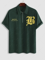 ZAFUL Chemise Lettre Brodée Patch en Velours Côtelé à Quart Zip Xxl Vert profond