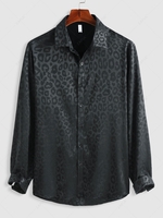 ZAFUL Chemise Léopard en Jacquard à Manches Longues M Noir