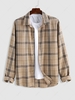 ZAFUL Chemise Motif à Carreaux avec Bouton en Avant à Manches Longues en Flanelle L Café