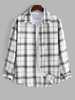 ZAFUL Chemise Motif à Carreaux avec Bouton en Avant à Manches Longues en Flanelle Xl Blanc