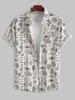 ZAFUL Chemise Motif de Cactus et de Soleil à Manches Courtes L Noir