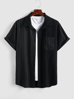 ZAFUL Chemise Motif de Demi-Rayée L Noir
