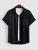 ZAFUL Chemise Motif de Demi-Rayée M Noir