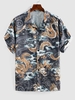ZAFUL Chemise Motif de Dragons à Manches Courtes L Noir