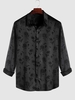 ZAFUL Chemise Motif de Rose en Satin avec Bouton en Avant Xl Noir