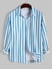 ZAFUL Chemise Motif Rayé à Manches Longues à Ourlet Asymétrique Xl Bleu clair