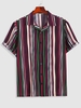 ZAFUL Chemise Motif Rayé en Blocs de Couleurs à Col Relevé Xl