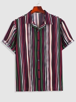 ZAFUL Chemise Motif Rayé en Blocs de Couleurs à Col Relevé Xl