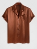 ZAFUL Chemise Métallisée en Satin avec Poche en Avant à Manches Courtes Xl Café