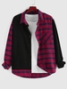 ZAFUL Chemise Patch à Carreaux avec Poche à Manches Longues Xxl Rouge