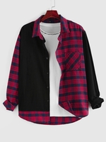 ZAFUL Chemise Patch à Carreaux avec Poche à Manches Longues Xxl Rouge