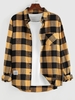 ZAFUL Chemise Patch Motif à Carreaux avec Poche à Manches Longues Xxl Deep yellow