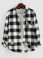 ZAFUL Chemise Patch Motif à Carreaux avec Poche à Manches Longues Xxl Noir
