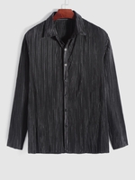 ZAFUL Chemise Plissée Boutonnée à Ourlet Effrangé Xl Noir