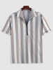 ZAFUL Chemise Rayée à Demi-Zip M Argent